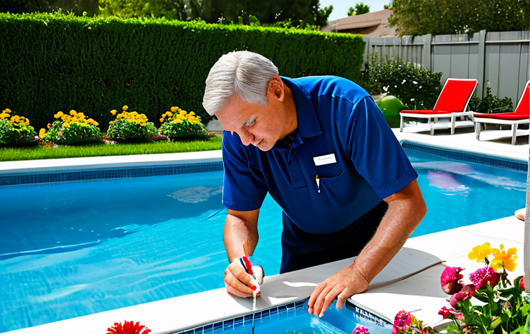 여름철 수영장의 위생 관리 방법 - Pool Maintenance Equipment**

"A well-organized pool cleaning station, featuring a pool skimmer, vac...