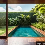 Home 23 실내 수영장과 야외 수영장의 차이 - A modern indoor swimming pool in a luxurious Brazilian home, featuring a sleek glass enclosure with ...